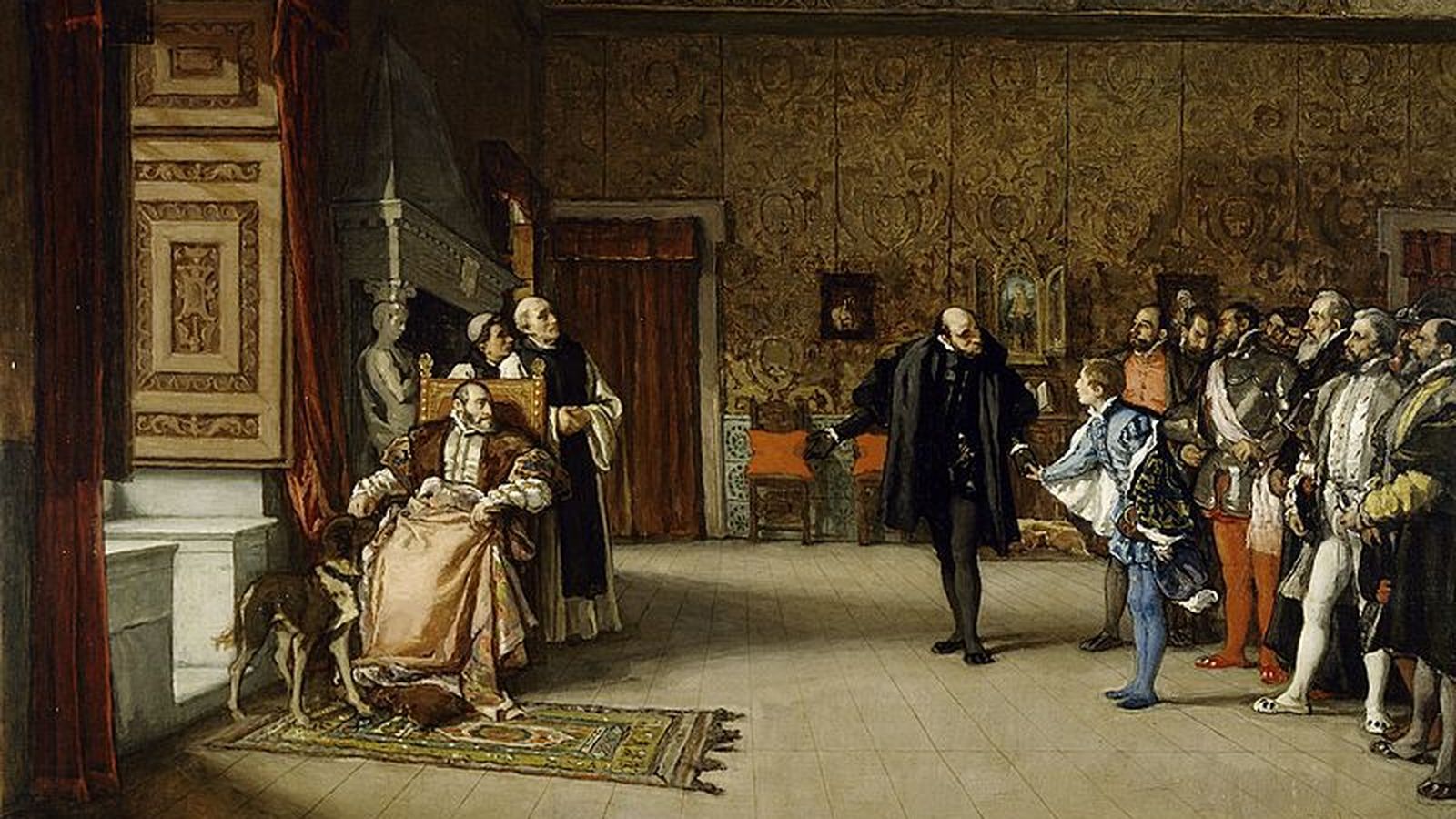 Presentación de do Juan de Austria al emperador Carlos V en Yuste. Eduardo Rosales,1869