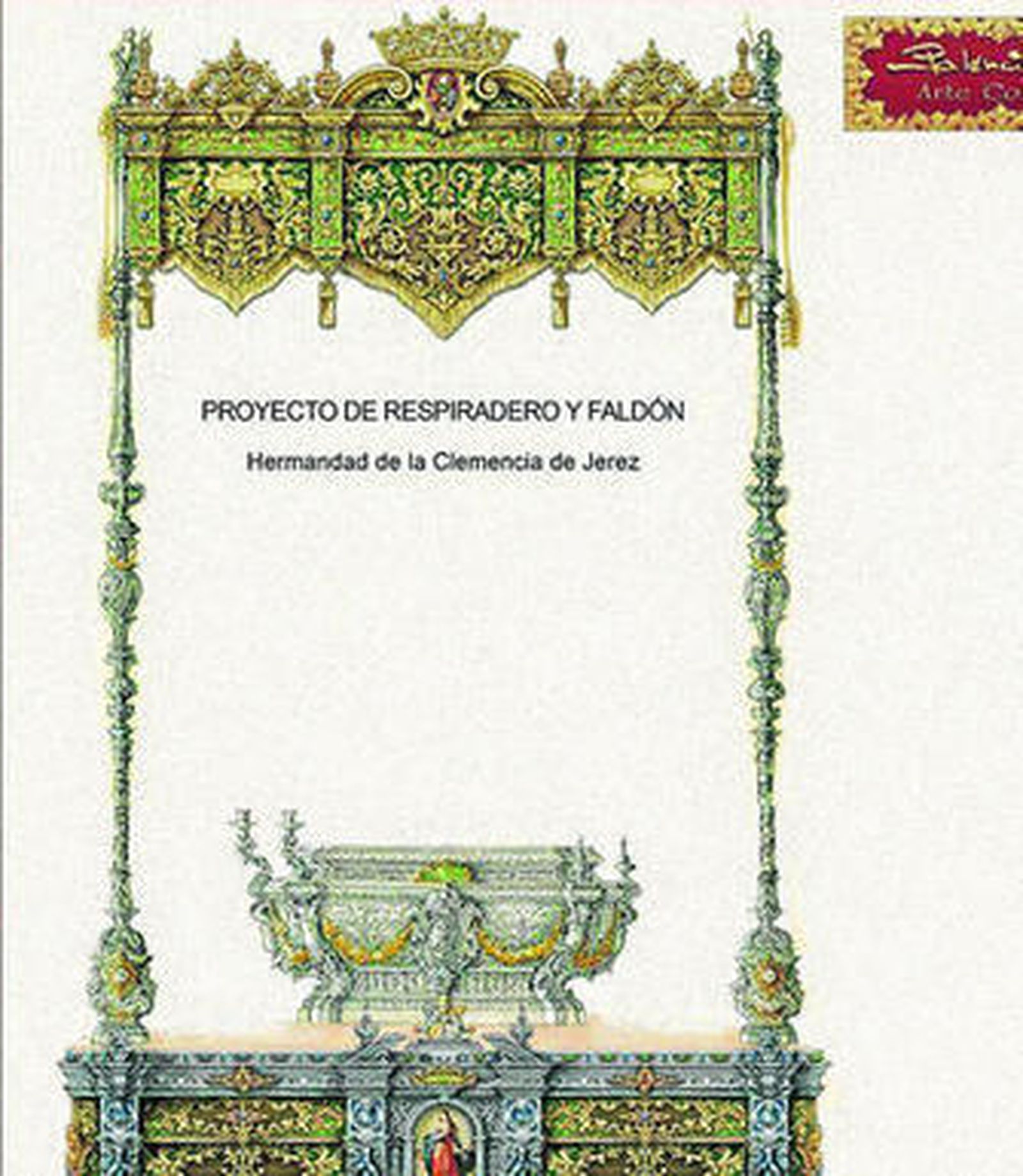 Boceto completo del frontal del palio desde las caídas hasta los respiraderos.