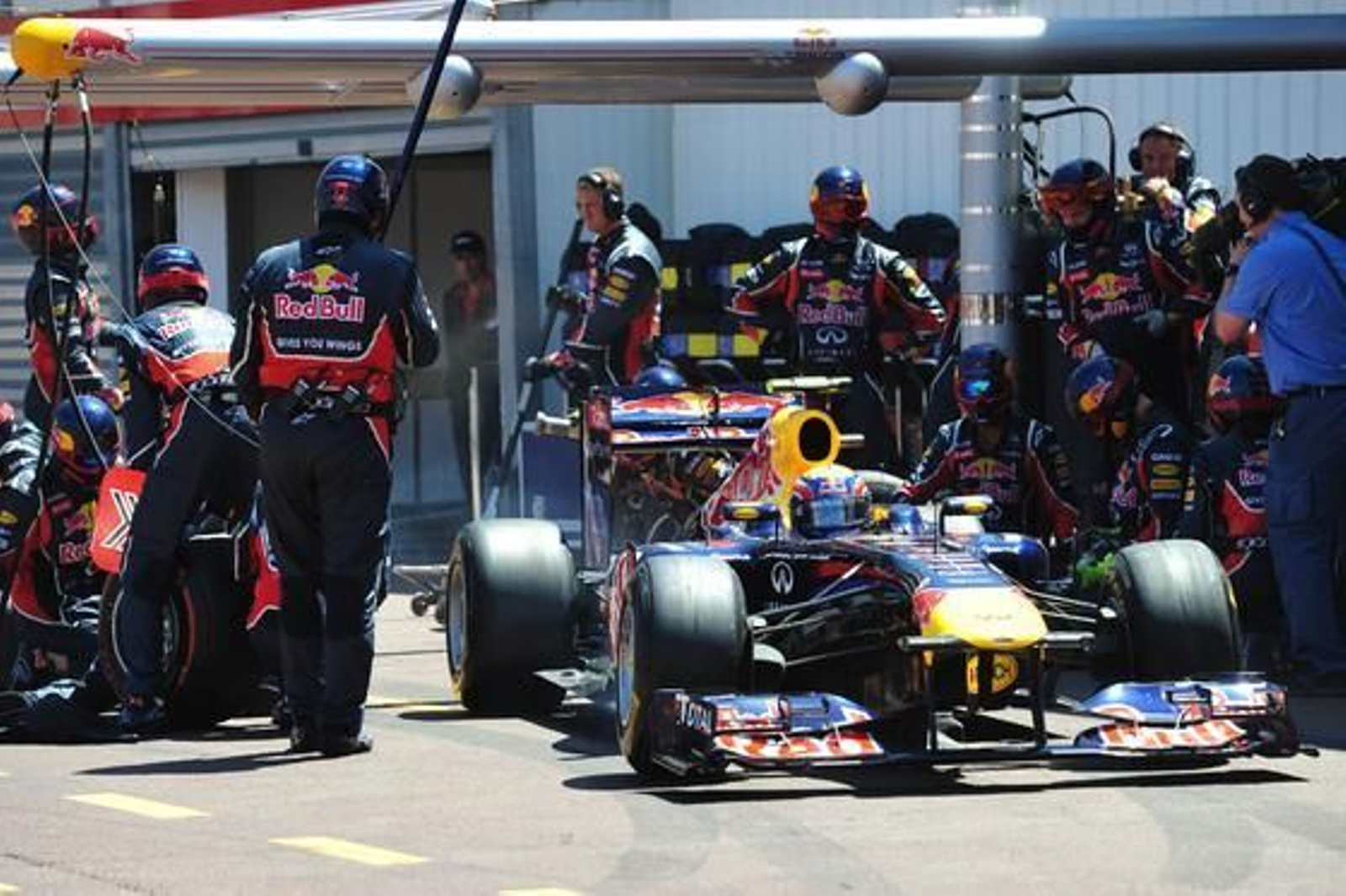 Parada en boxes de Sebastian Vettel.

Foto: AFP Photo