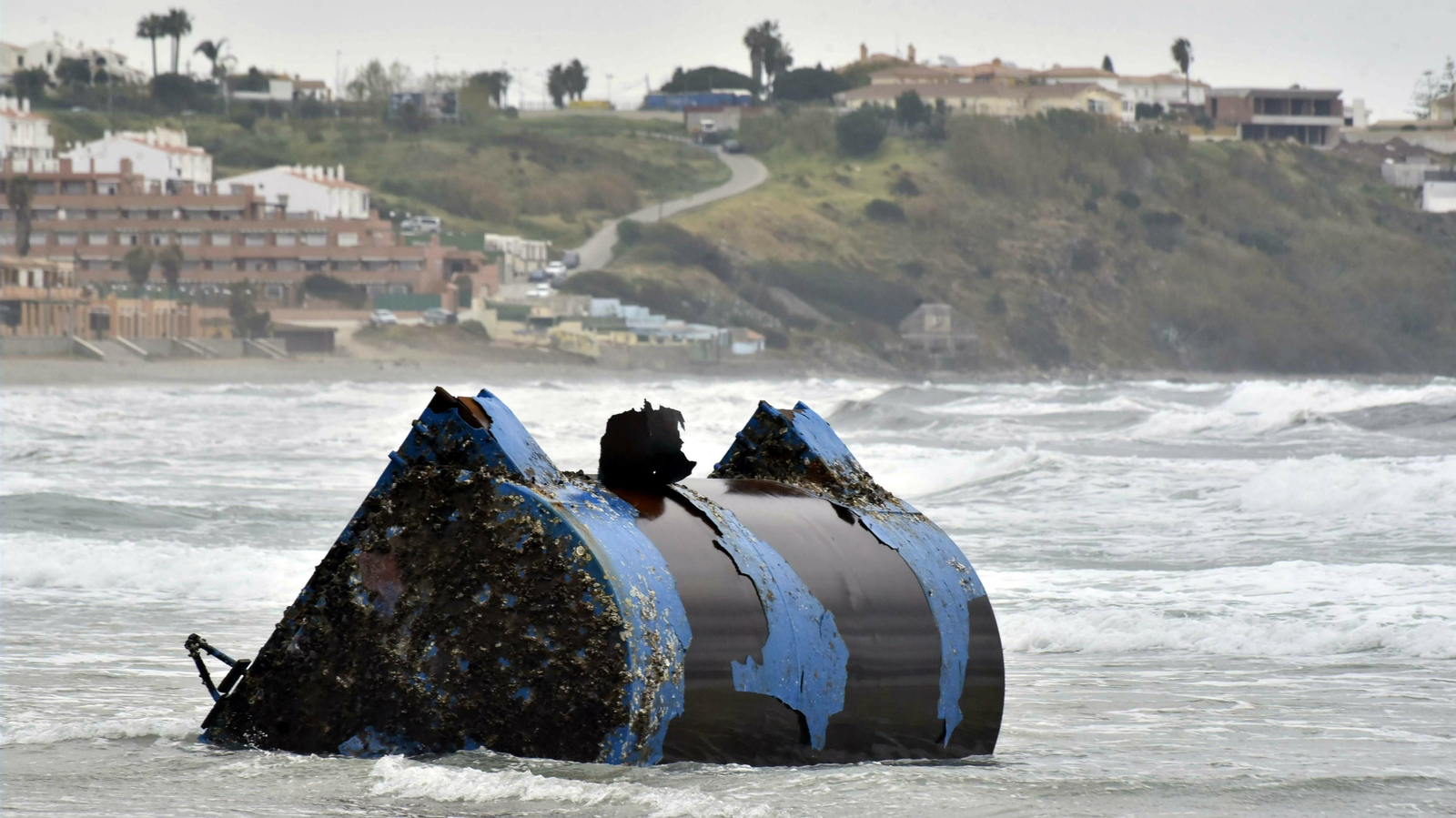 Mejilloneras varadas en la playa de Getares