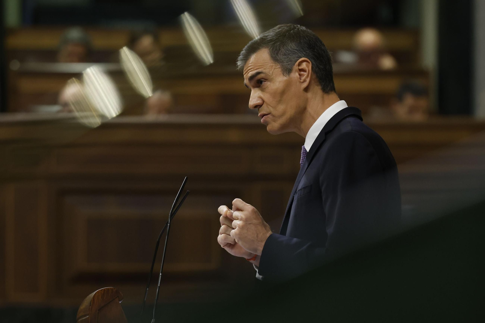 El presidente del Gobierno, Pedro Sánchez, este miércoles en el Congreso.