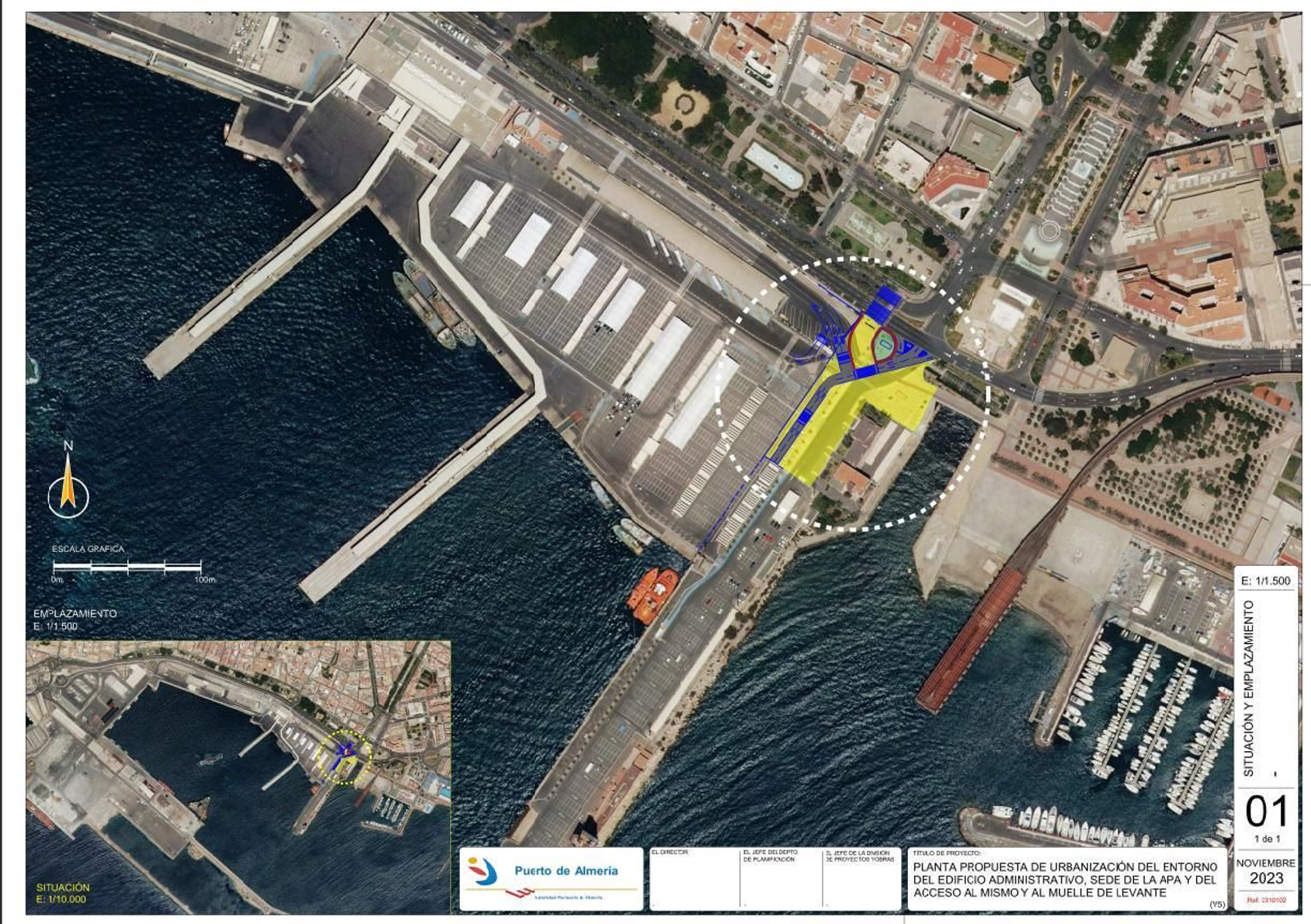 Planta propuesta de urbanización y acceso al Muelle de Levante