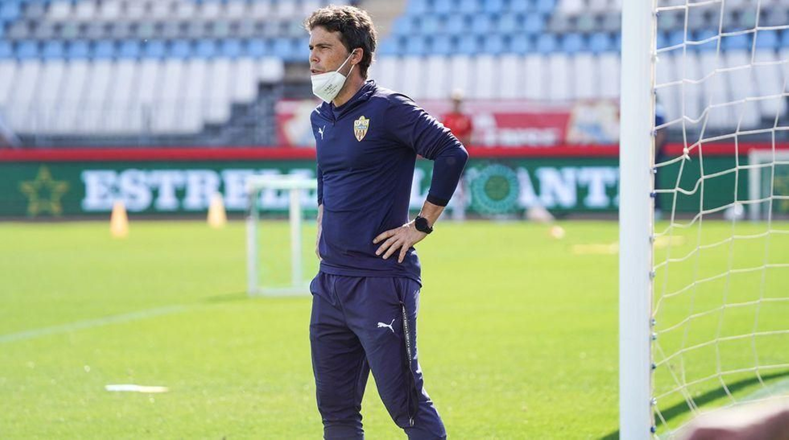 Rubi, con mascarilla, en un entrenamiento de la pasada temporada.