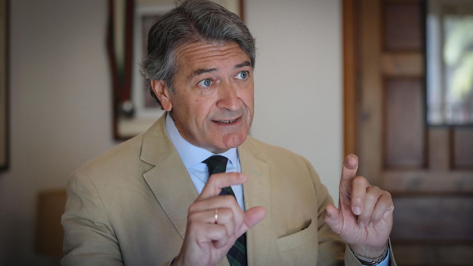 Saldaña en un momento de la entrevista.