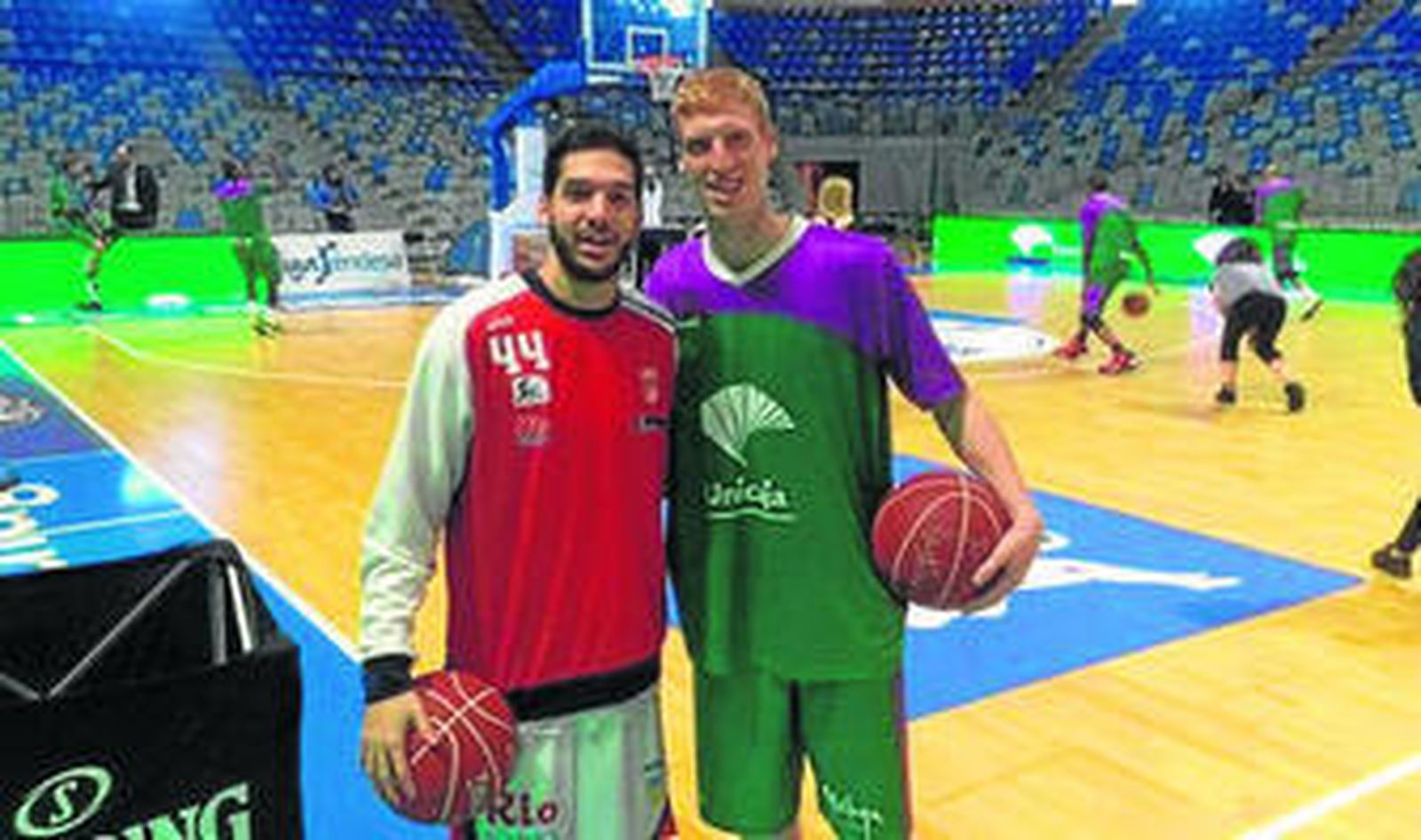 Pepe Pozas y Alberto Díaz, antes del partido.