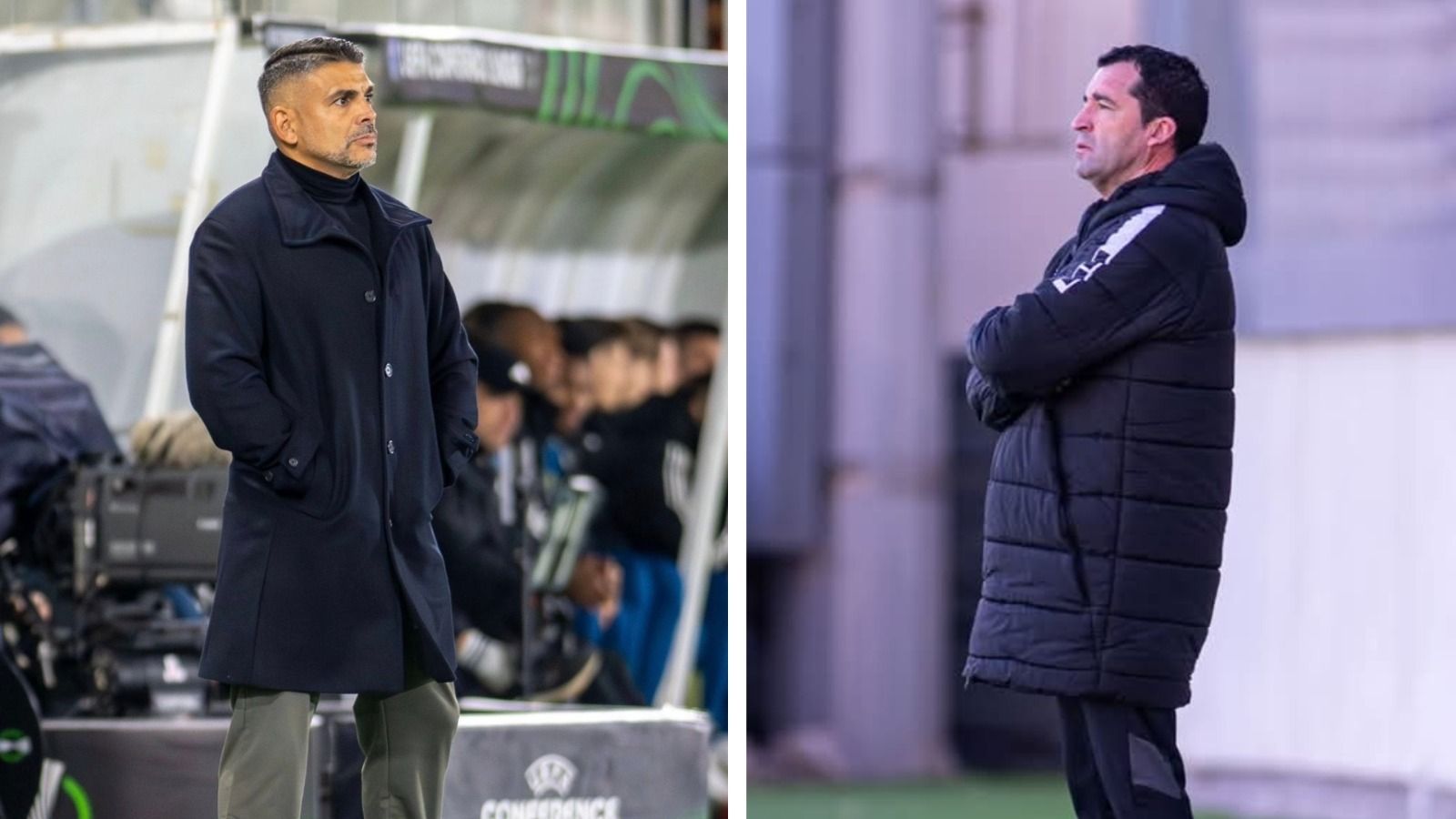 Juanjo Bezares y Juan Mari Sánchez, entrenadores del Lincoln y del Mons Calpe