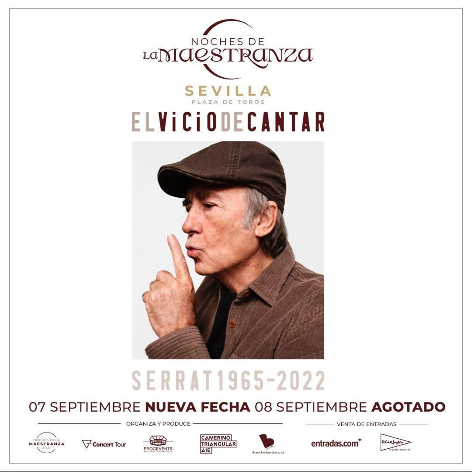Serrat se despedirá del público sevillano los días 7 y 8 de septiembre.