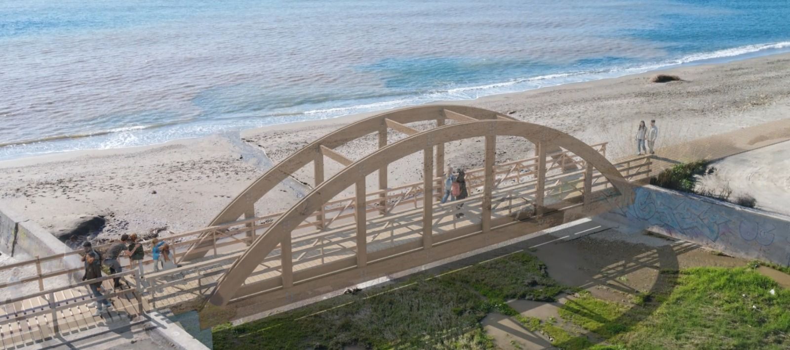 Uno de los puentes proyectados en la Senda del Litoral