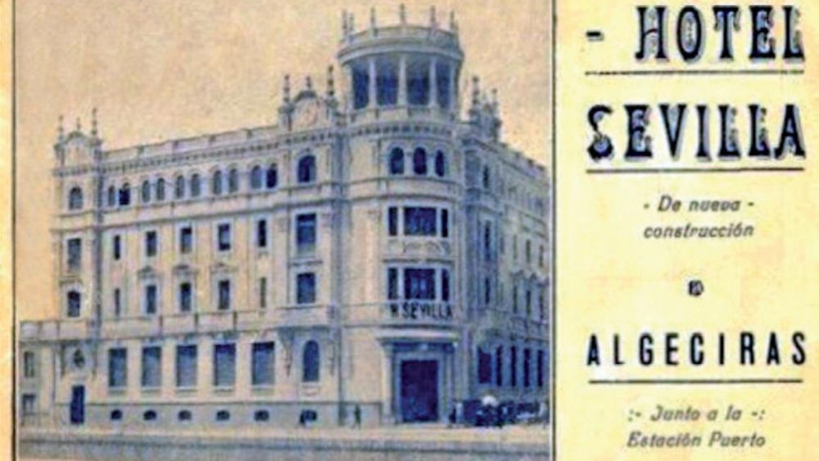 Anuncio del Hotel Sevilla, recién abierto, aparecido en una revista de la época.