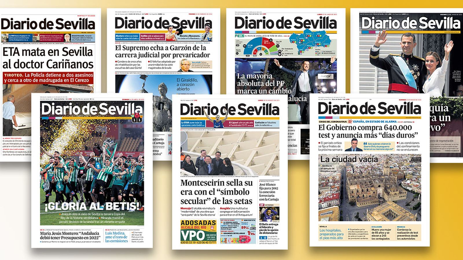 Algunas portadas de Diario de Sevilla del último cuarto de siglo.