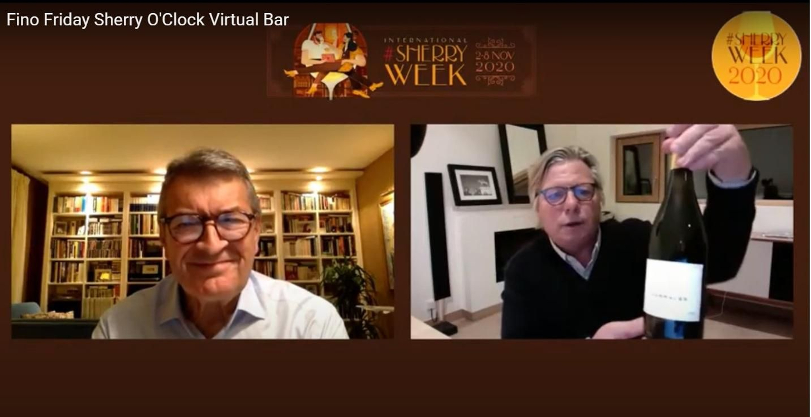 El enólogo danés Peter Sisseck y el presidente del Consejo Regulador César Saldaña durante la sesión del 'Sherry O'clock' dedicada al Fino.