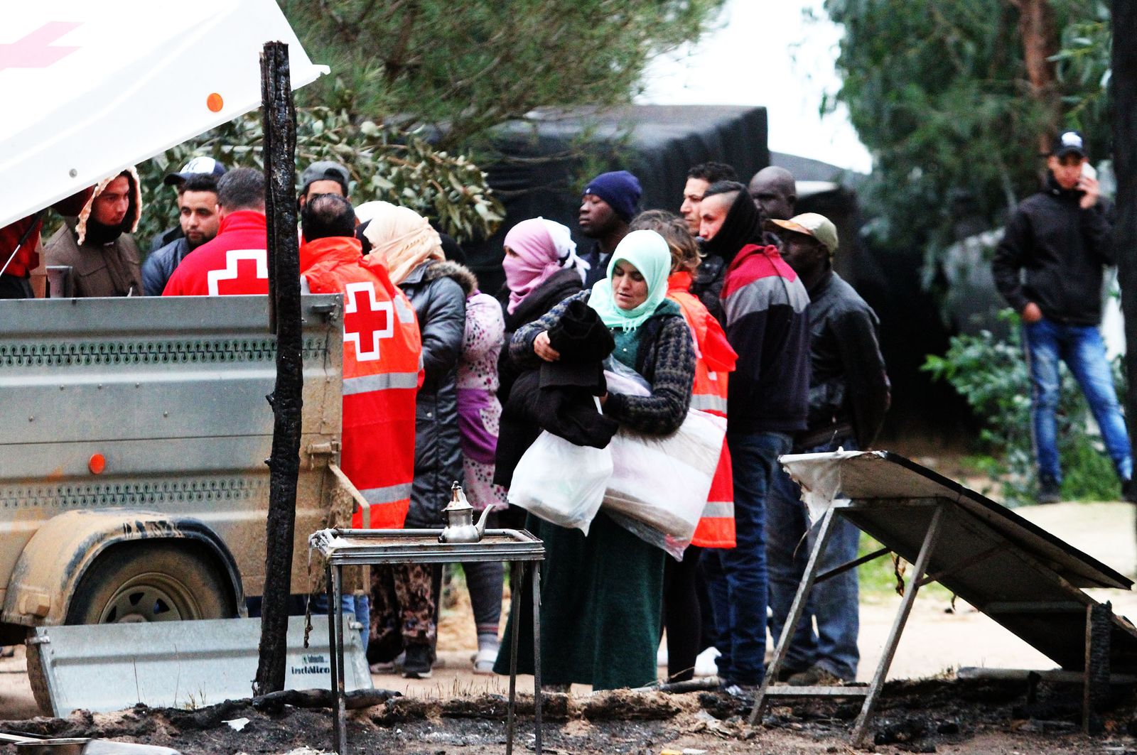 Incendio de chabolas  en un asentamiento  de inmigrantes en Lucena del Puerto / 2021