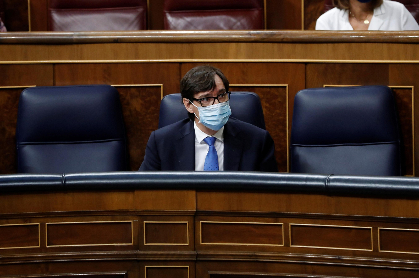 Salvador Illa, en el Congreso, con su mascarilla.
