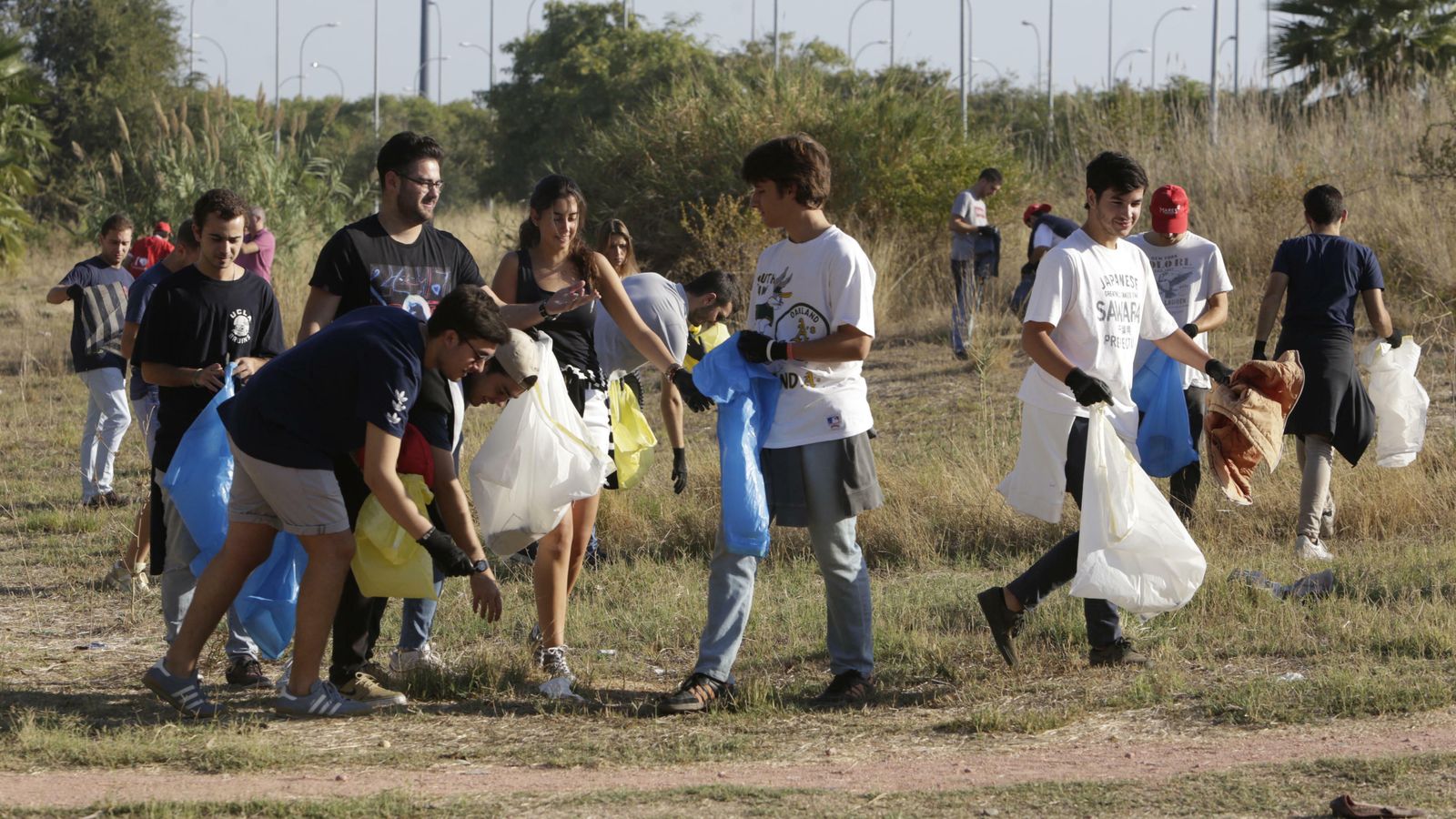 Los voluntarios, en una de las zonas de limpieza.