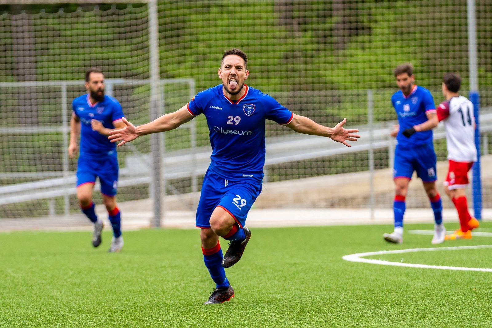 Borja Pimentel celebra un gol con el Escaldes, equipo en el que militó la pasada temporada.
