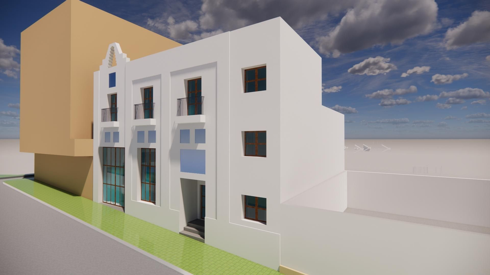 Maqueta del edificio en construcción en la calle Atarazanas.