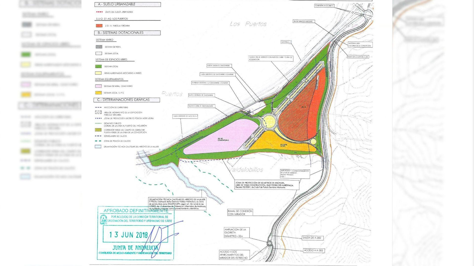 La finca Los Puertos, en San Roque, entre la A-7 y la A-383, donde se ubicará el centro comercial.