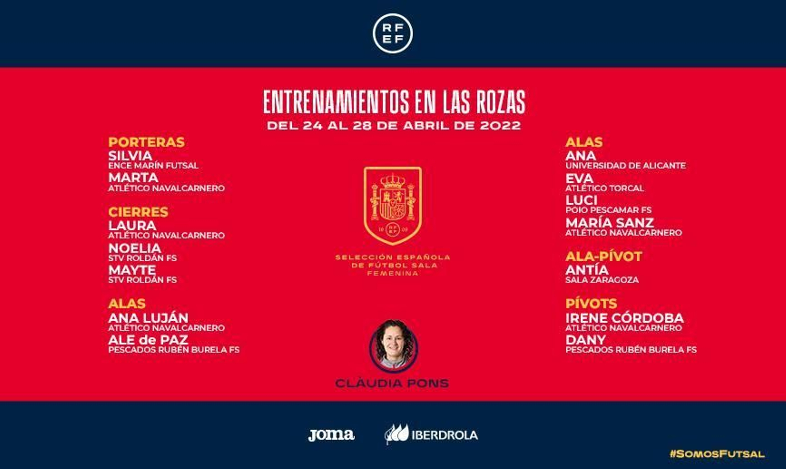 Convocatoria de la selección española de fútbol sala.