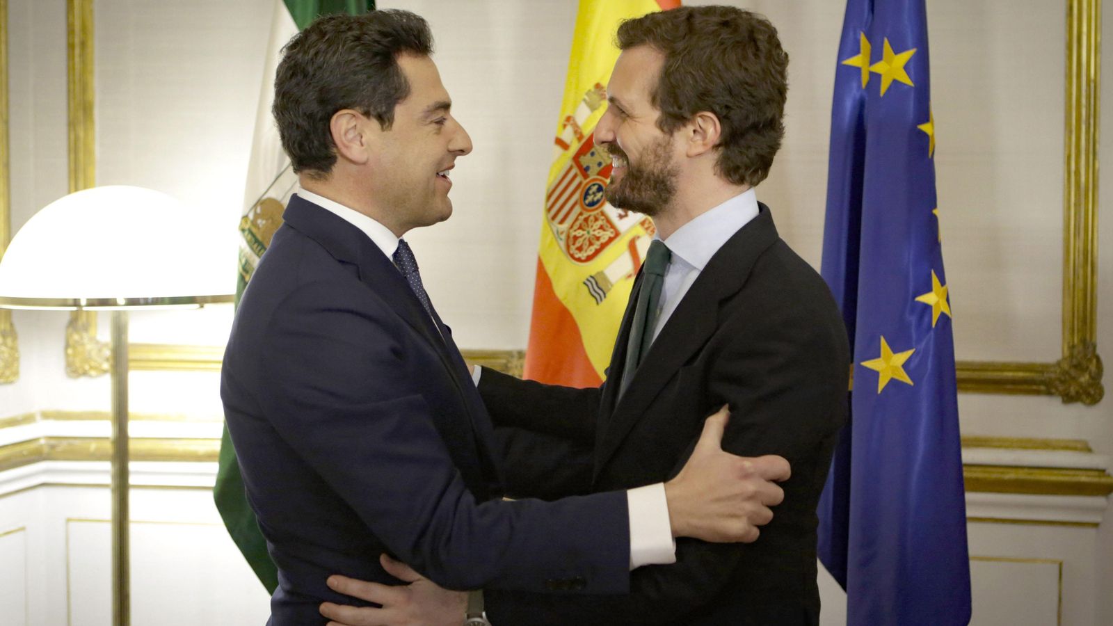 El presidente andaluz, con Pablo Casado durante un encuentro en San Telmo. El presidente andaluz, con Pablo Casado durante un encuentro en San Telmo.