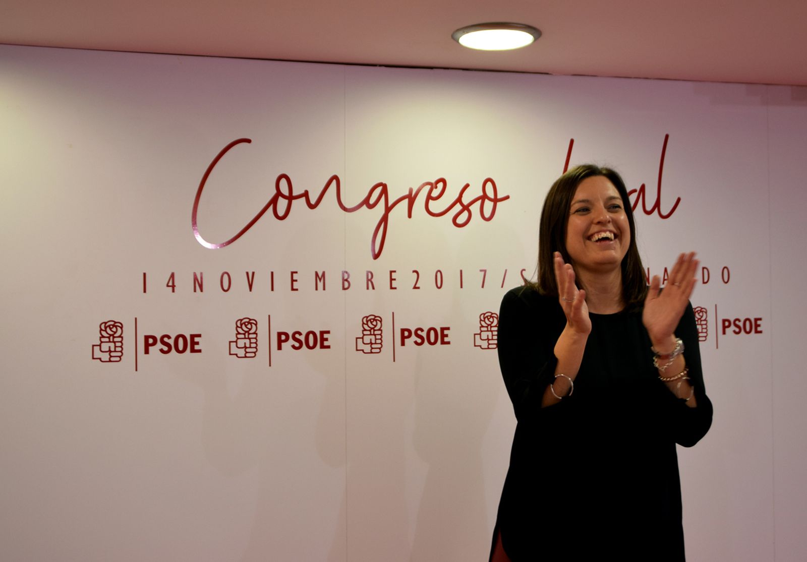 Patricia Cavada, ayer tarde en la Casa del Pueblo, tras convertirse en la nueva secretaria general del PSOE isleño.