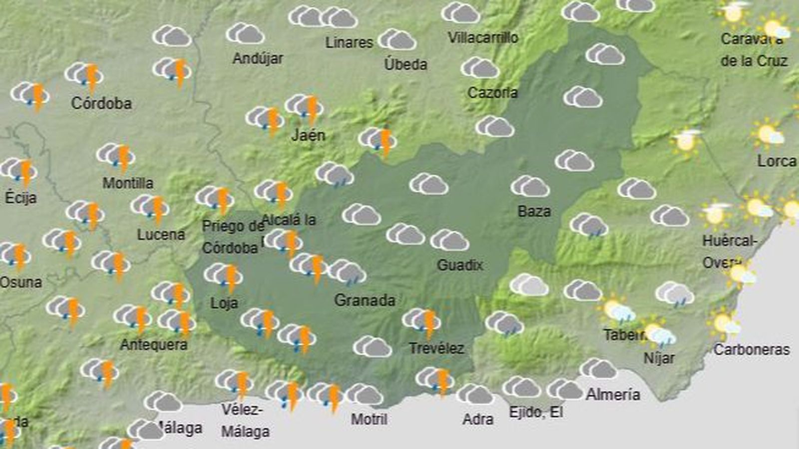 El Tiempo en Granada el 12 de diciembre de 2024