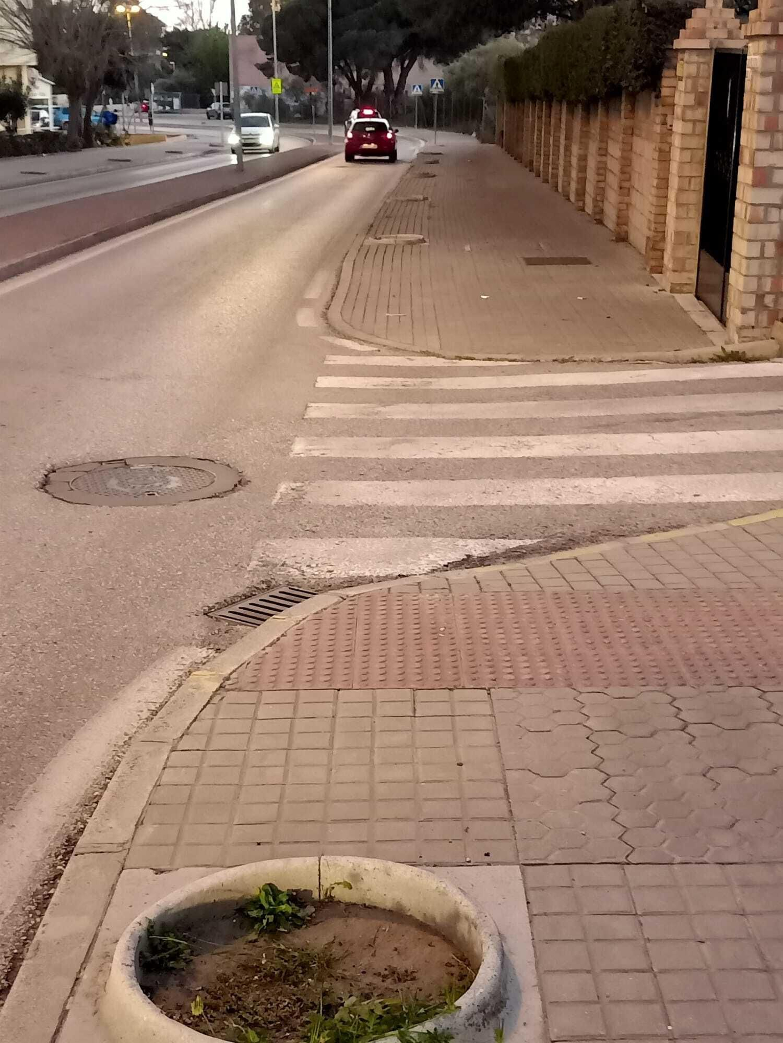 Alcorques vacíos en la avenida del Cisne, donde se hará la replantación este lunes.