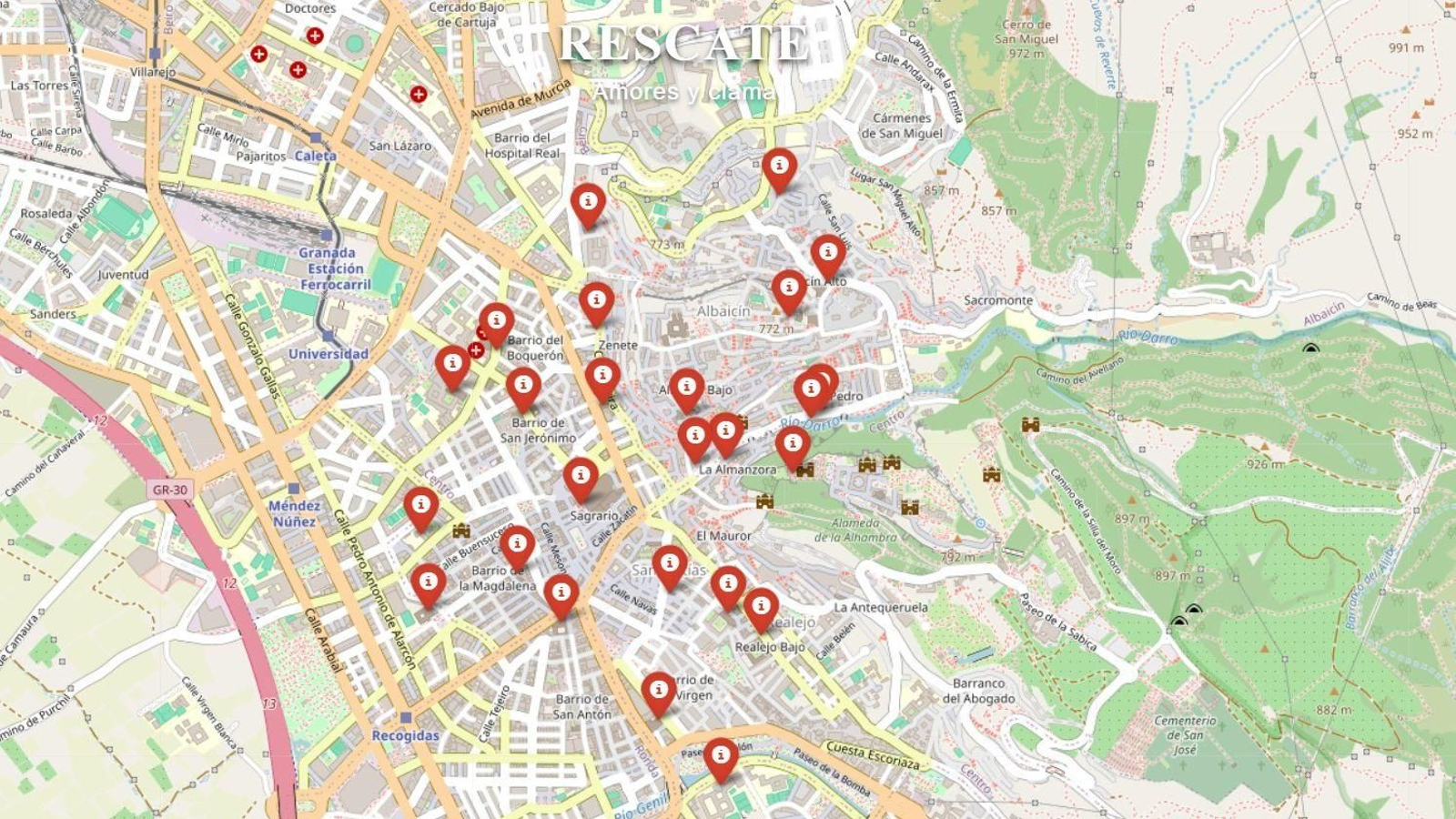 Mapa del Concierto de Campanas 'Amores et Clamor' de Granada