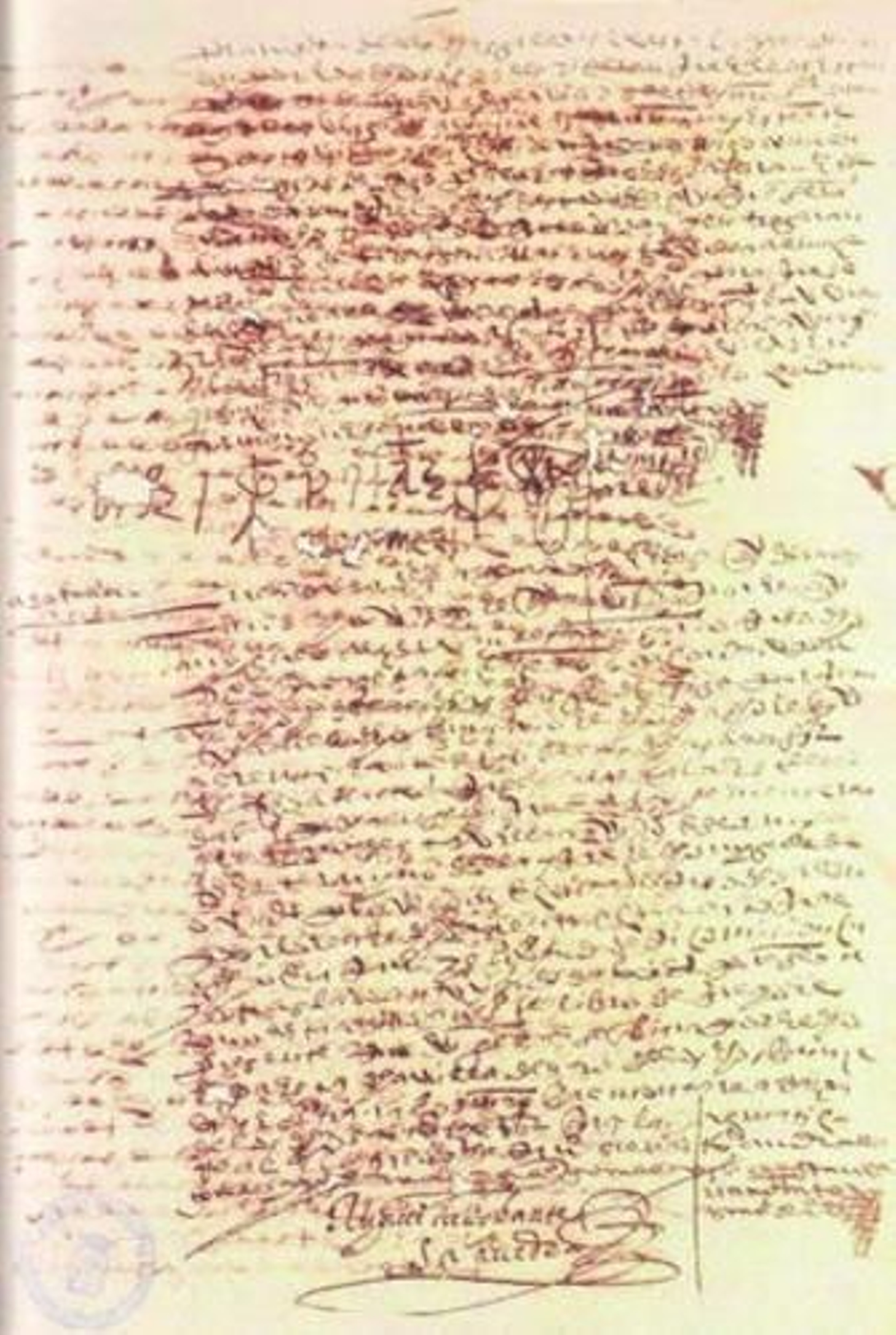 Acta firmada por Miguel de Cervantes en La Palma del Condado.