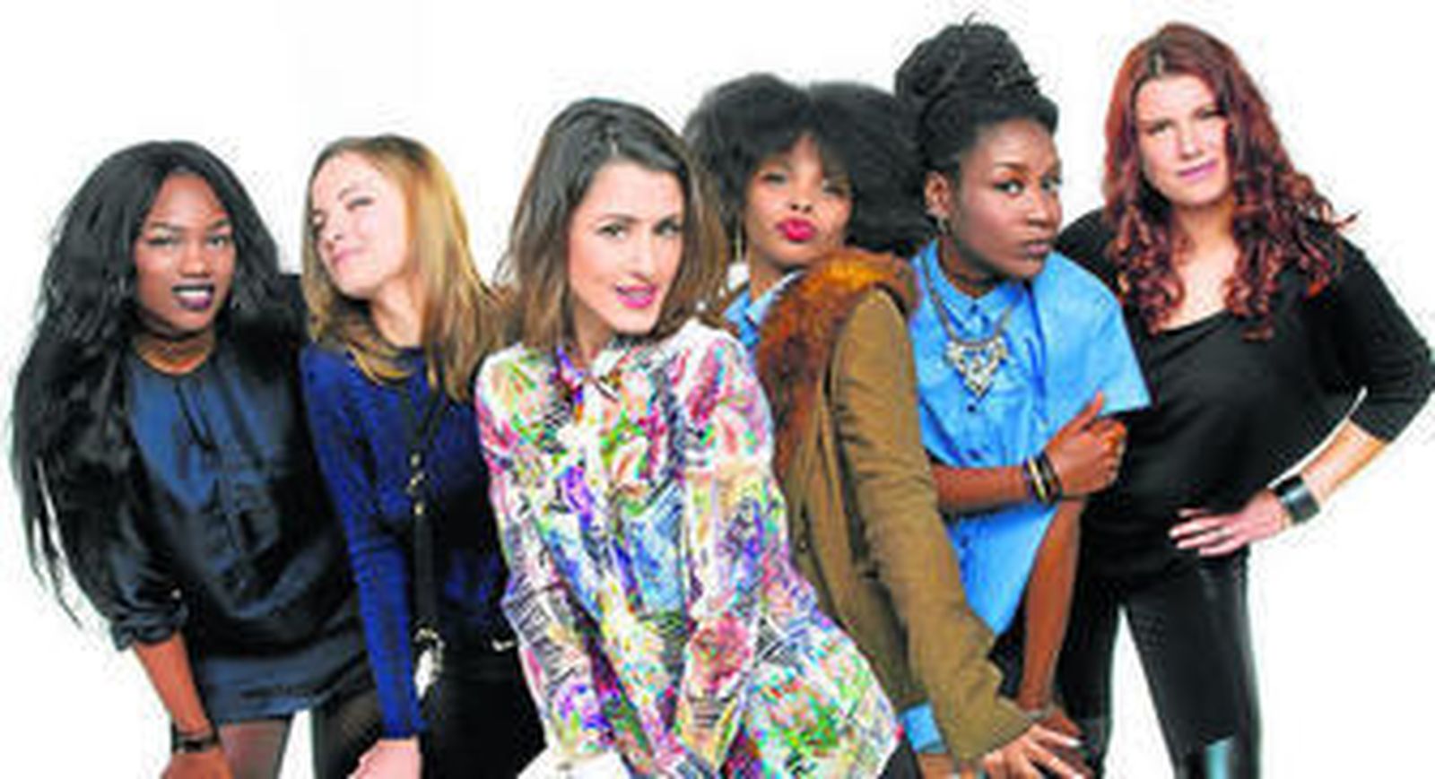 Barei, en el centro, entre Awinnie Mybaby, Milena Brody, Brequette, Alana Sinkey y Rebeca Rods.