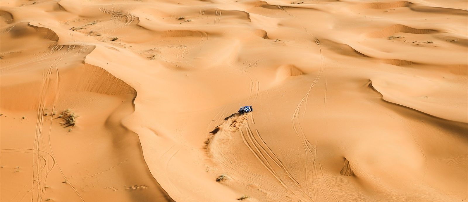 Carlos Sainz, en medio de una infinidad de dunas en el desierto.
