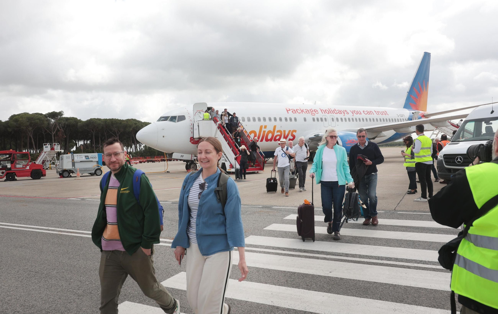 La llegada del primer vuelo de Jet2 al aeropuerto de Jerez en imágenes
