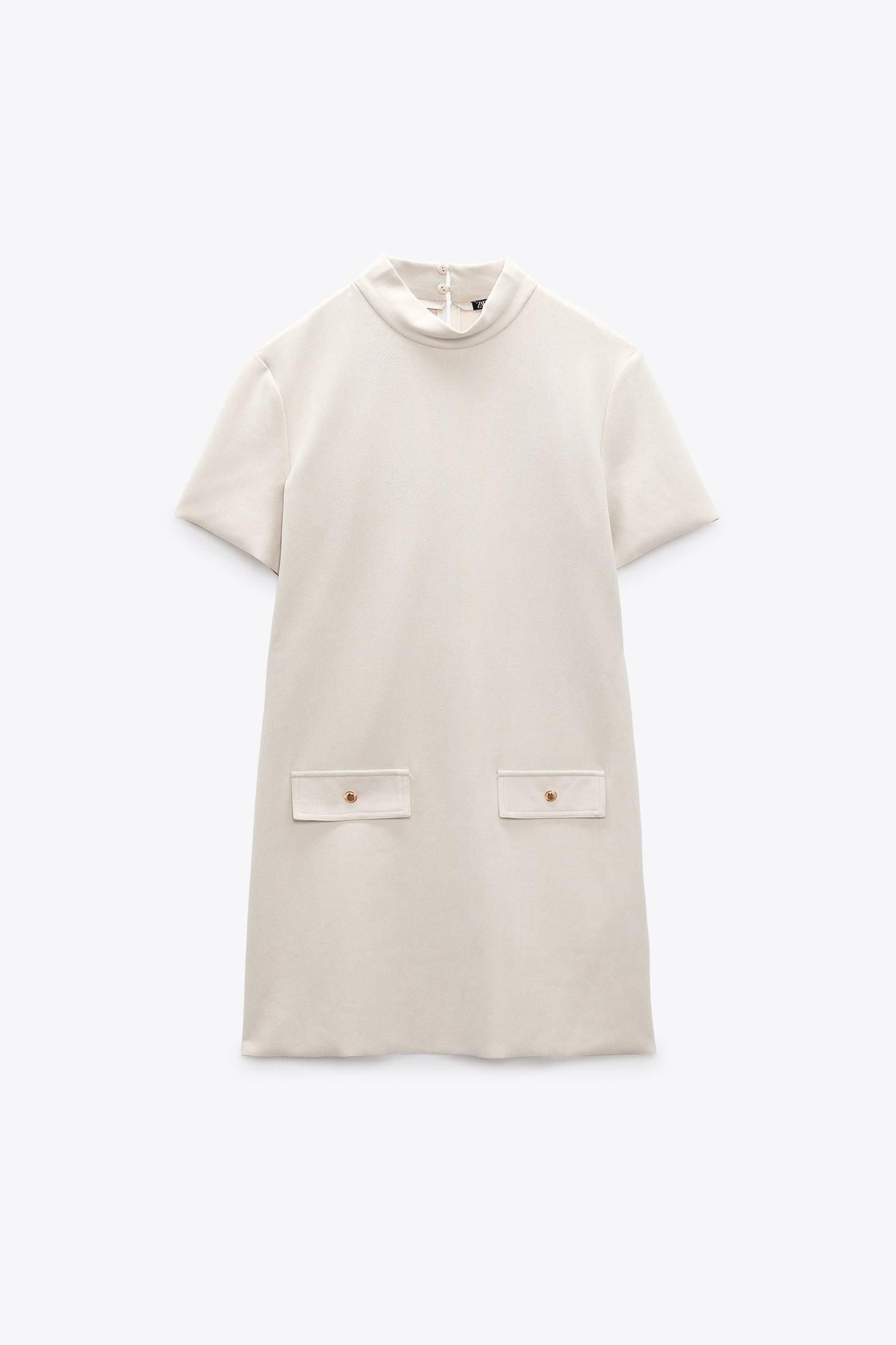 Vestido efecto ante de Zara en color crudo.