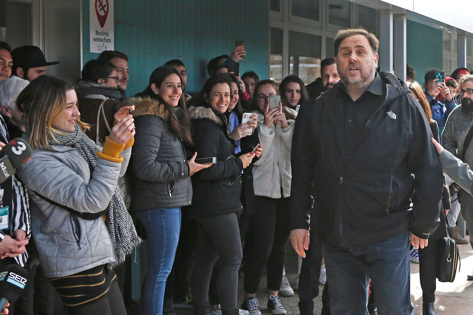 El ex vicepresidente de la Generalitat Oriol Junqueras en la Universidad de Manresa al salir de permiso el pasado 3 de marzo.