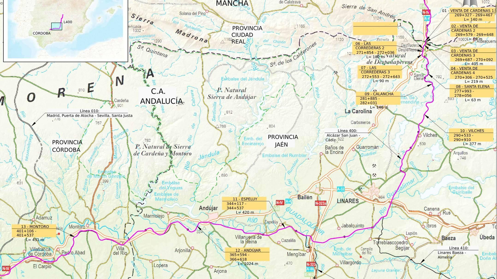 Los túneles en los que se llevarán a cabo los trabajos de adaptación.