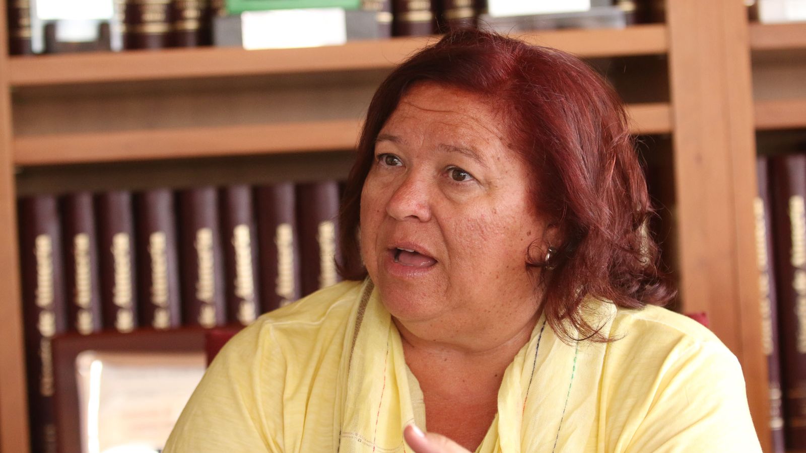 Amalia Román durante la entrevista en Diario de Almería.