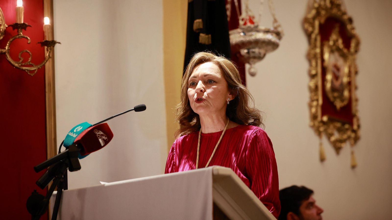 María de los Ángeles Castro Carrillo durante el Pregón de las Glorias 2024 en San Fernando.