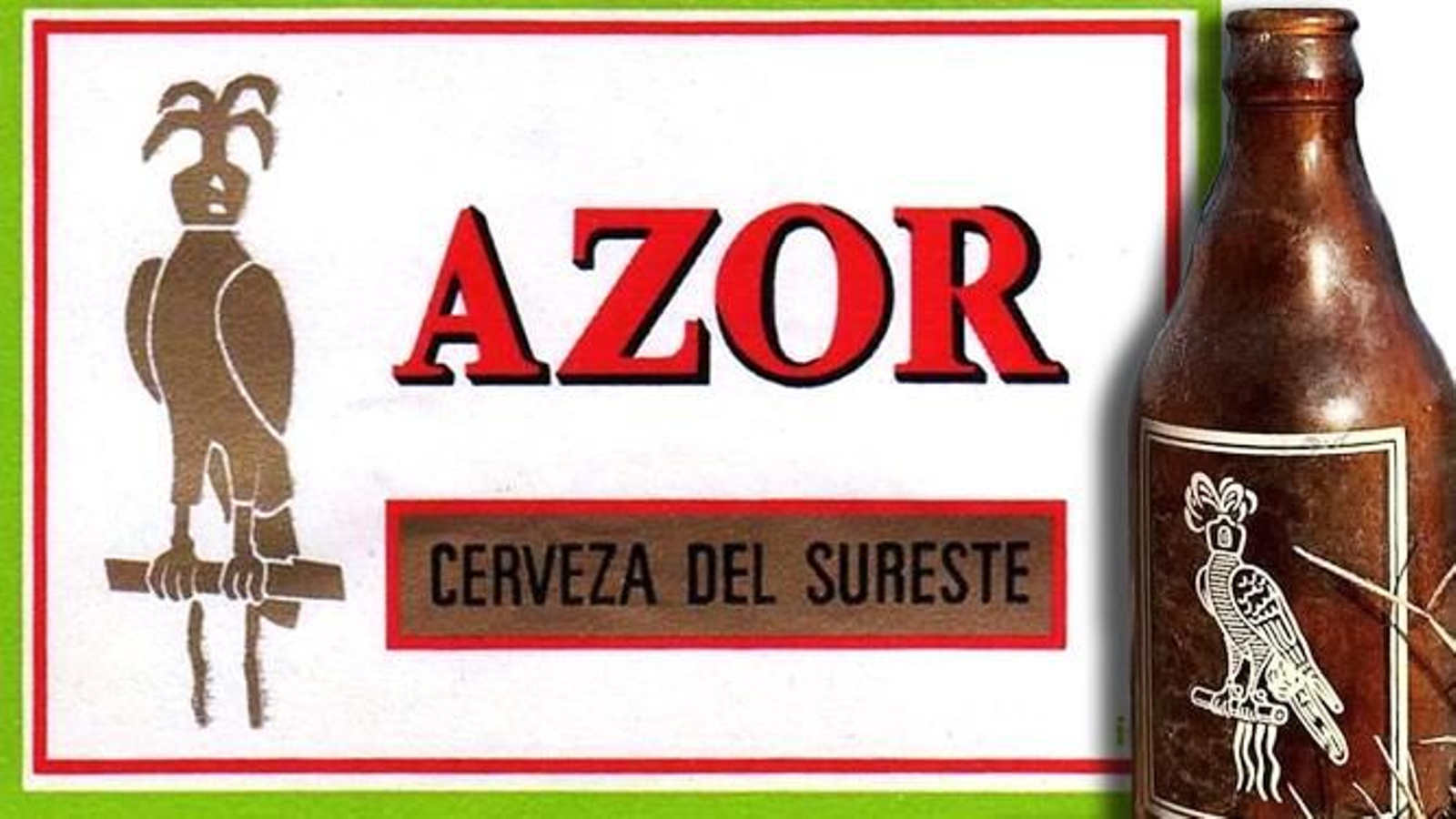 Etiqueta y botellín de la cerveza El Azor