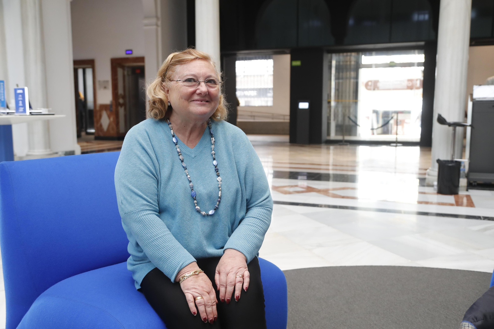 Aurora Atoche, en la sede de Caixabank, donde fue a hablar del proyecto de Honduras.