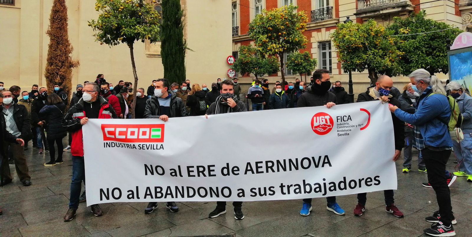 Manifestación de trabajadores de la planta de Aernnova en Sevilla