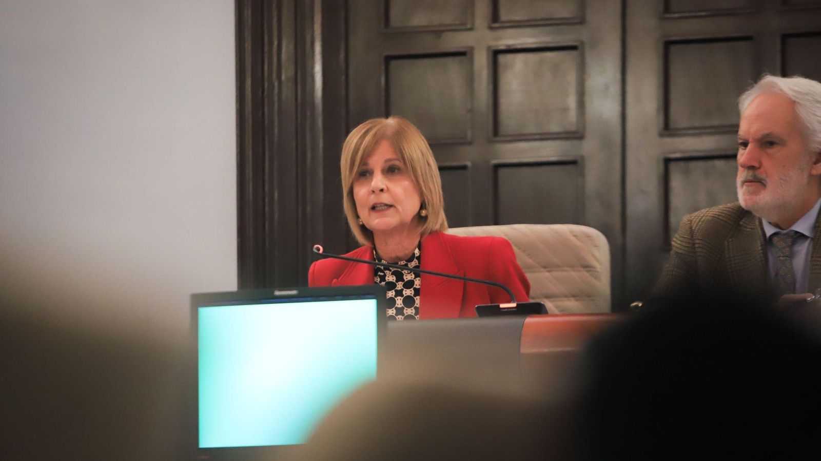 La regidora, durante un momento de su intervención. La regidora, durante un momento de su intervención.