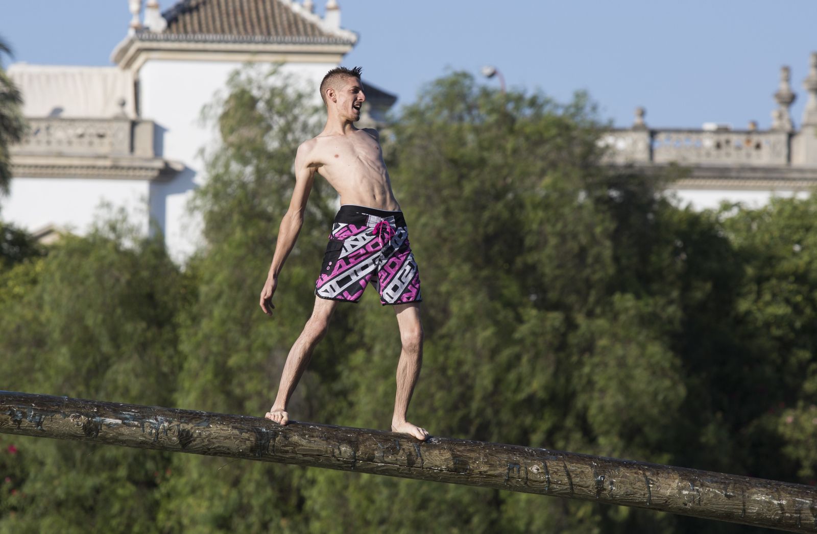 La cucaña de la Velá de Triana, en imágenes