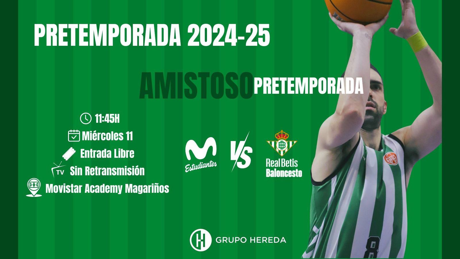 El Betis Baloncesto anuncia su amistoso ante Movistar Estudiantes este miércoles.