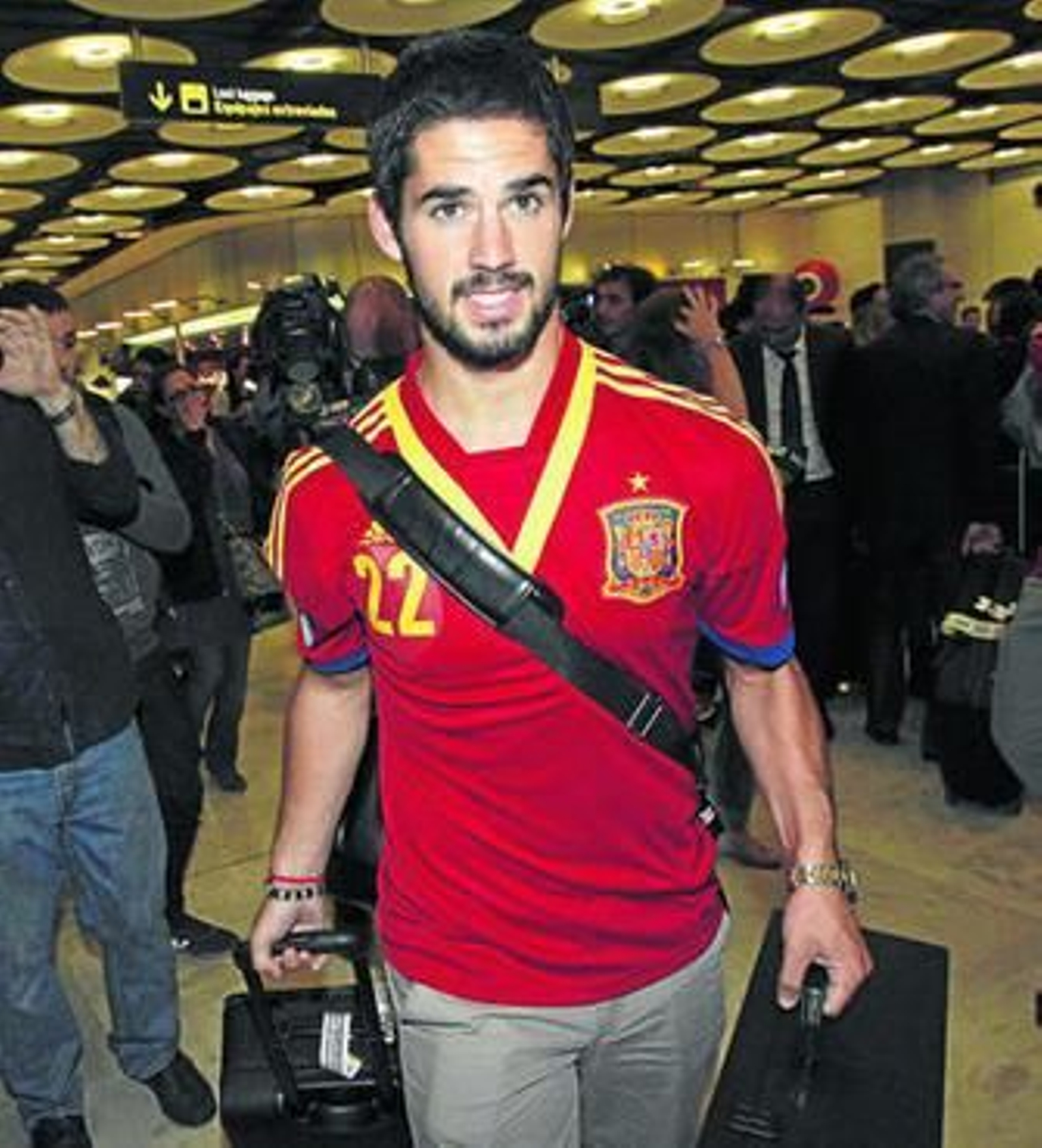 Isco, a su llegada a Barajas.