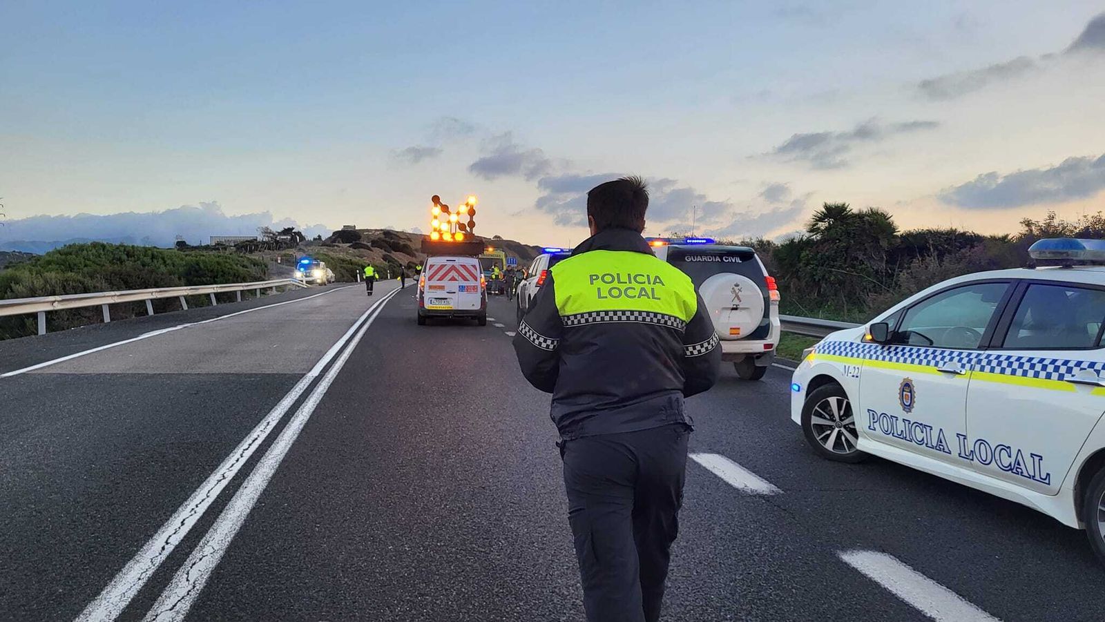 El dispositivo desplegado en el lugar del accidente.