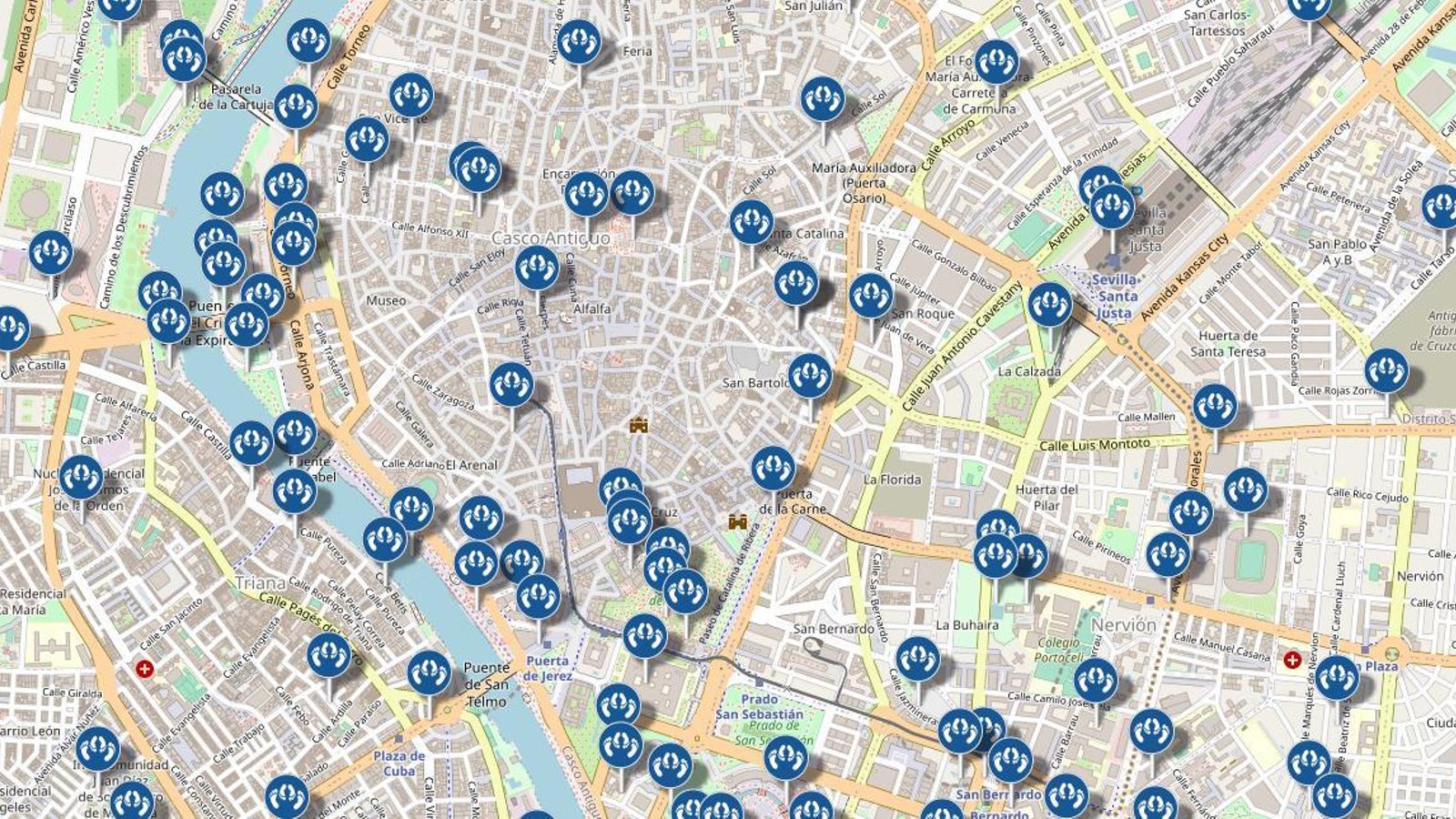 Algunos de los lugares de Sevilla señalados por la web de los usuarios