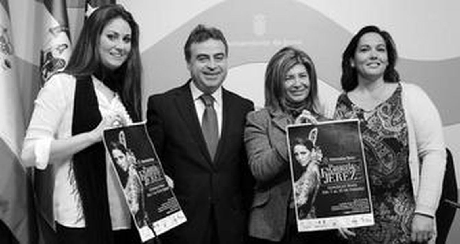 Ana Belén Morillo, Antonio Real, Isabel Paredes y Belén Vega, ayer en la presentación oficial de la Pasarela Flamenca 2013.