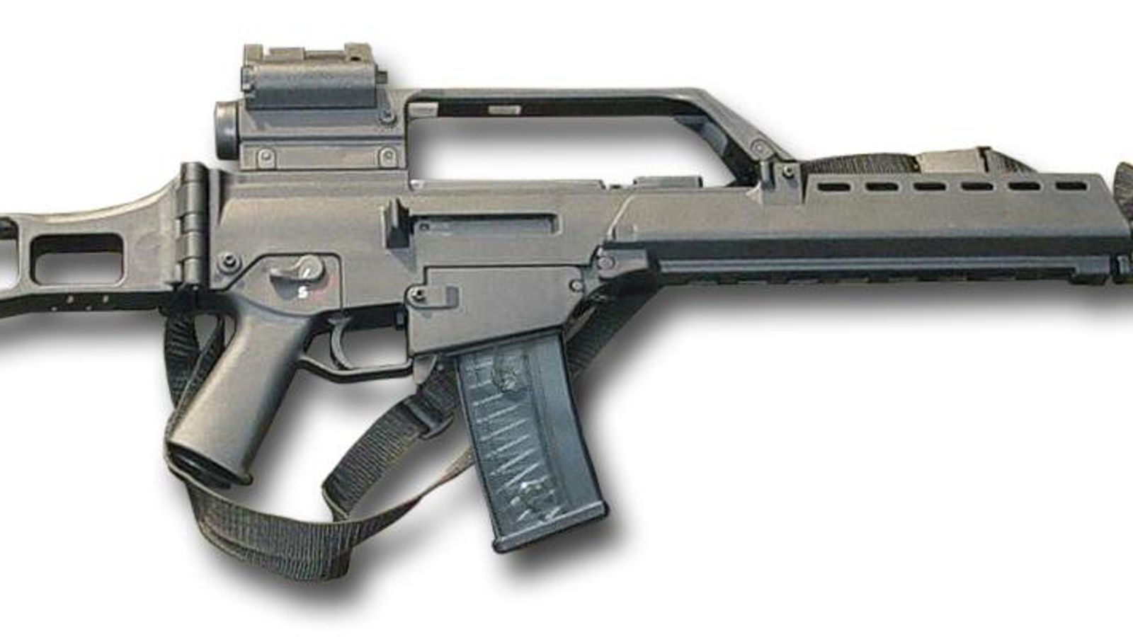 Un Heckler & Koch G36, un fusil de asalto de calibre 5,56 mm, como el que se utilizó en El Saladillo.