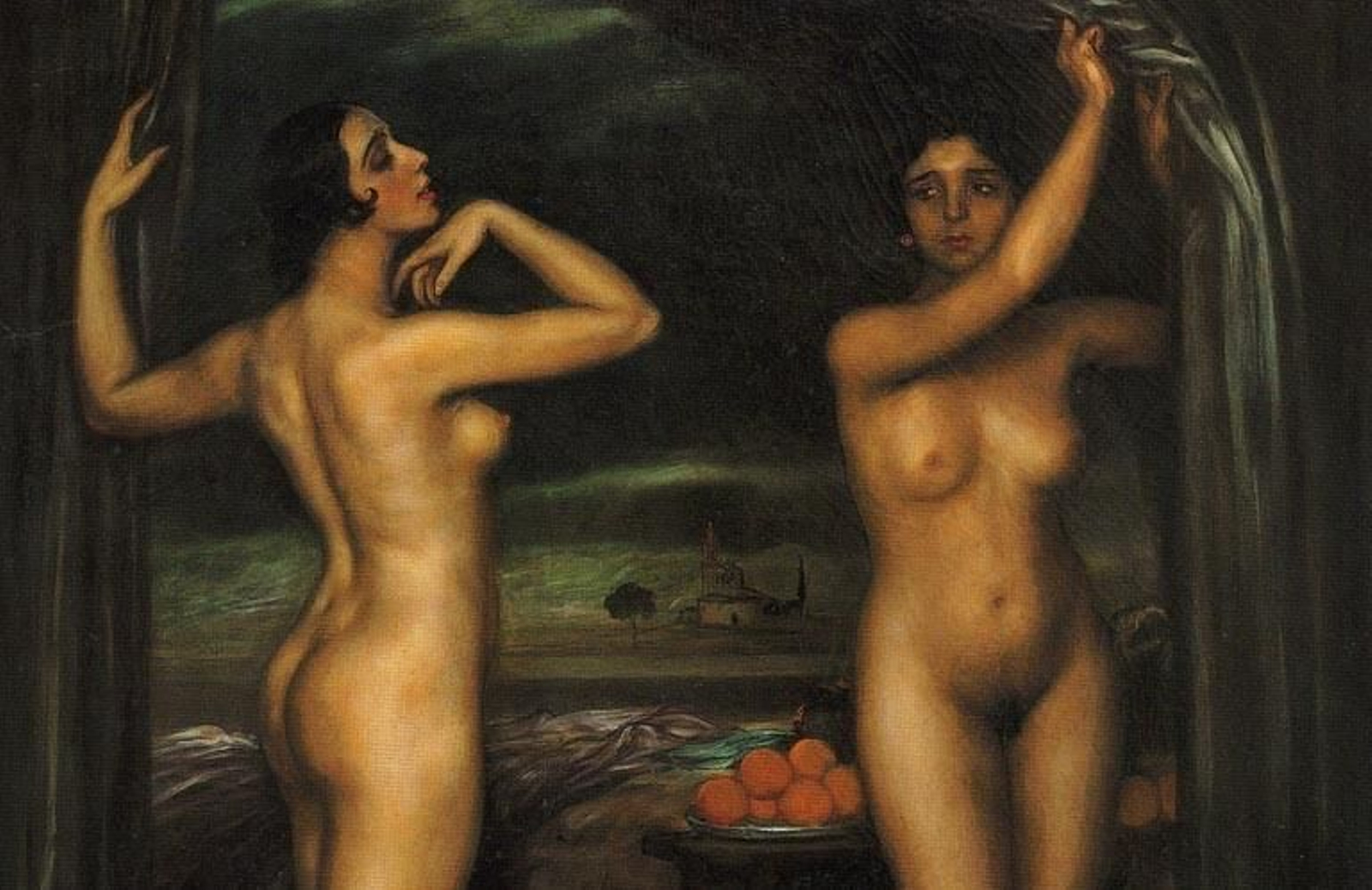 Detalle de 'Rivalidad', de Julio Romero de Torres