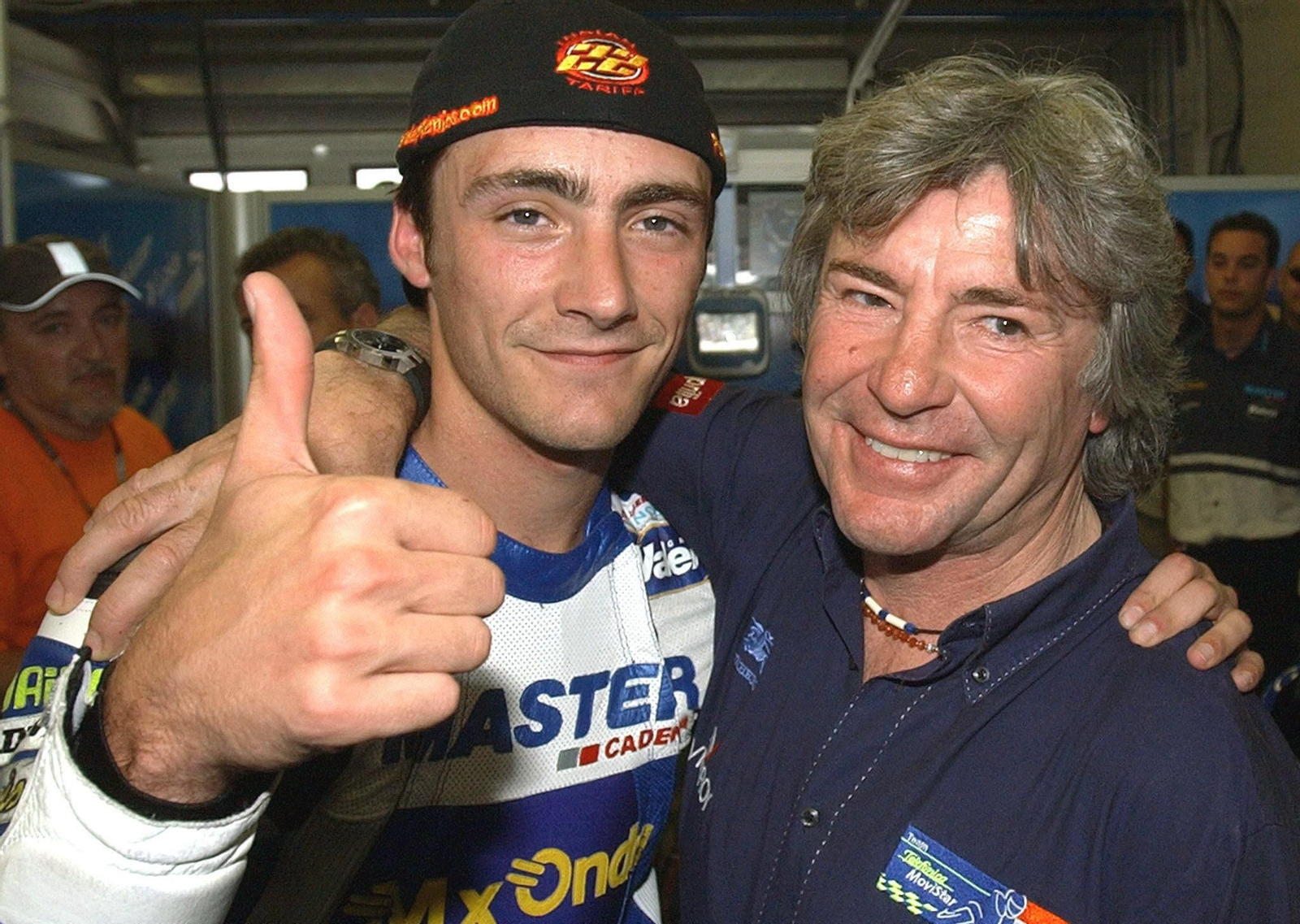 Ángel Nieto, con su hijo Pablo en Jerez en 2003