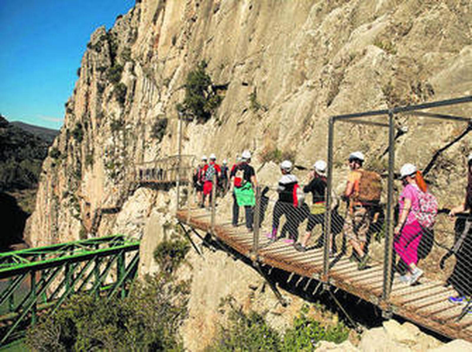 El Caminito del Rey en la parte de la pasarela de madera.